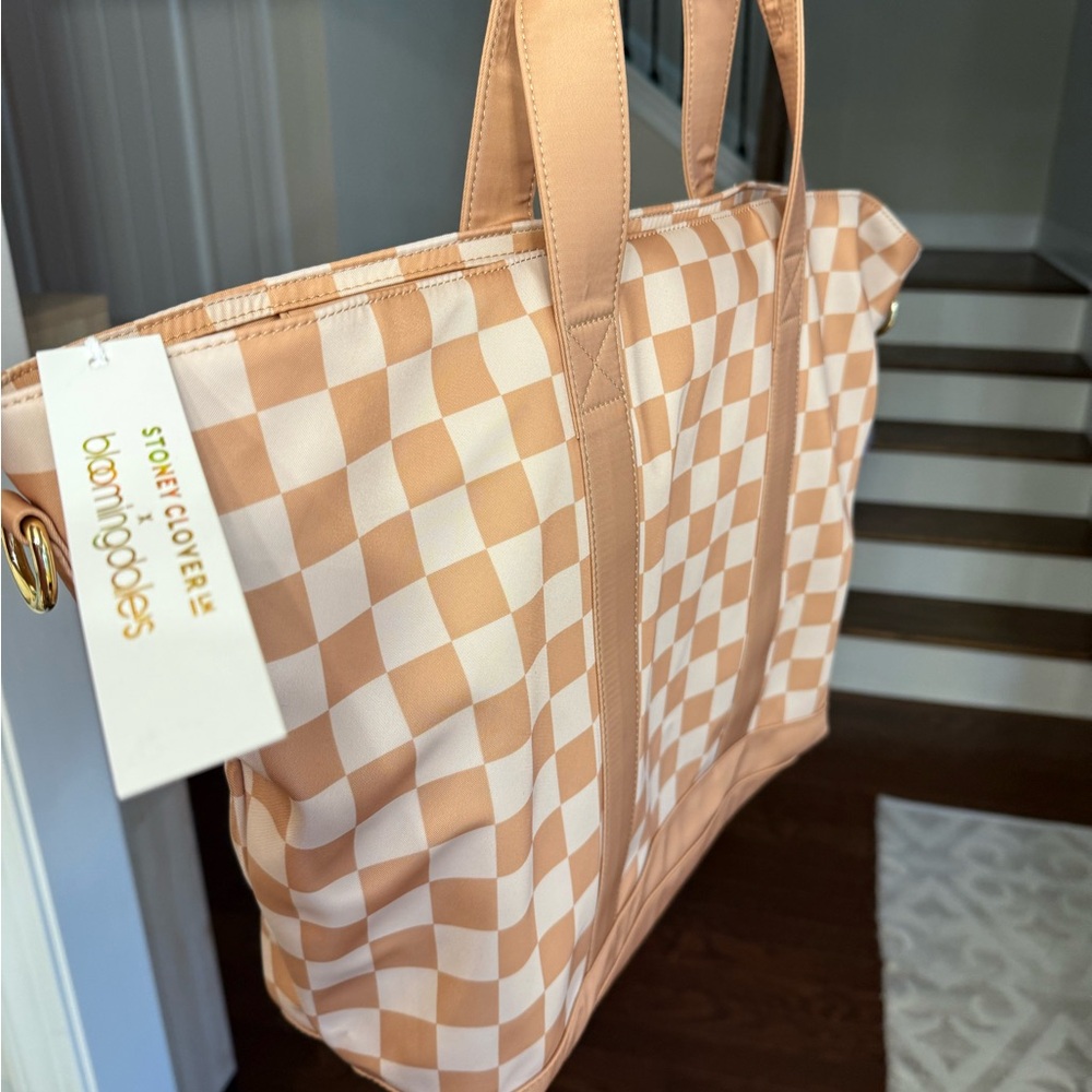 Stoney Clover Lane Checkered Tote Bag - Tan and Cream Bloomingdale’s